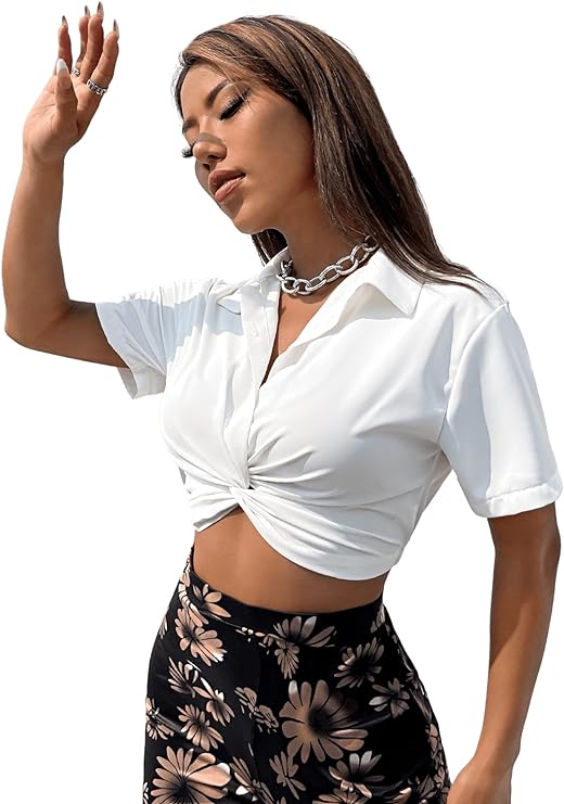 Twist Detail Cropped Shirt