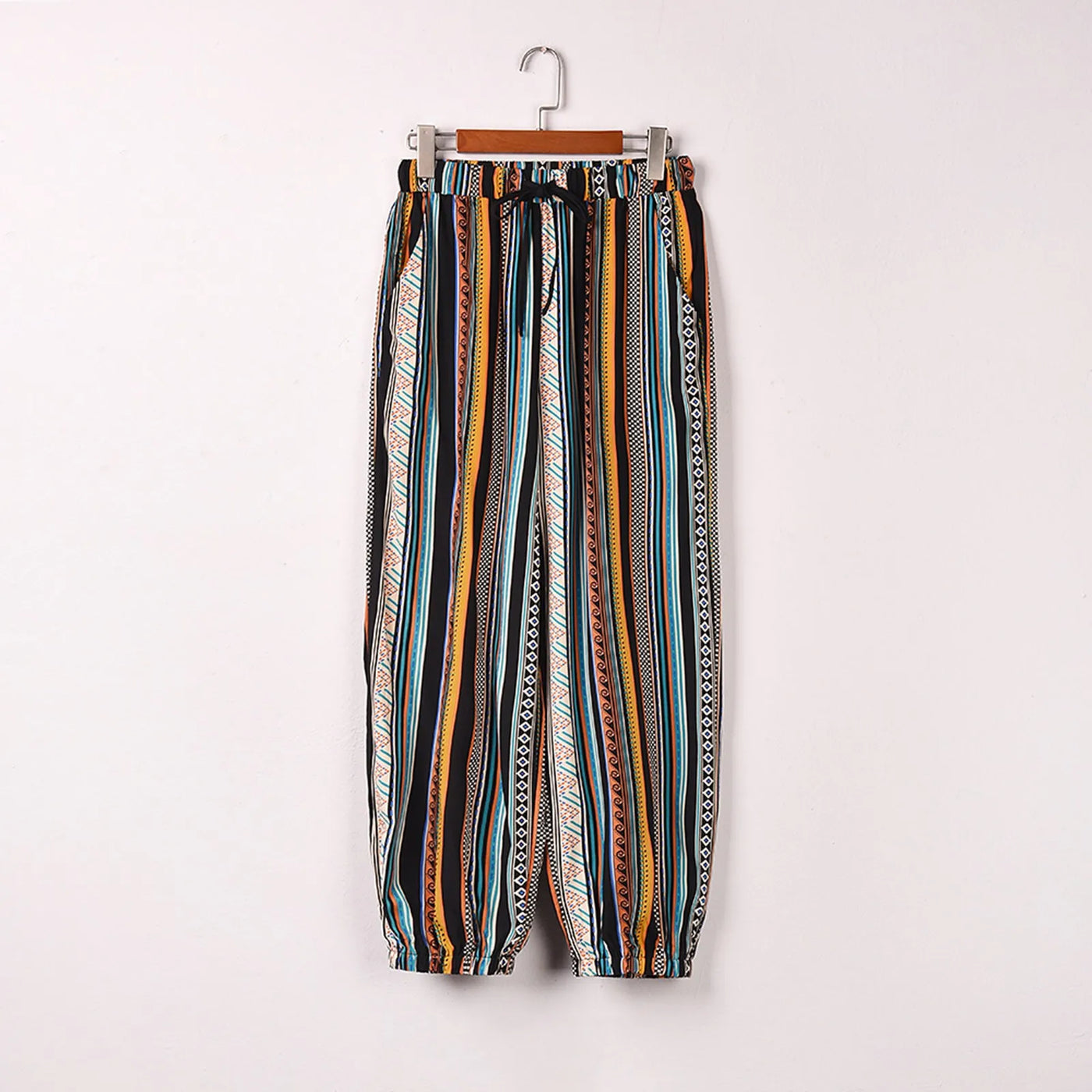 Striped Tie-Front Palazzo Pants